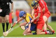 4 August 2012; Claire McMahon, Clare, in action against Joanne O Callaghan, Cork. All-Ireland Senior Camogie Championship Quarter-Final, Cork v Clare, Páirc Ui Chaoimh, Cork. Picture credit: Pat Murphy / SPORTSFILE
