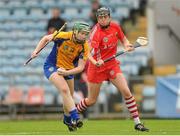 4 August 2012; Fiona Lafferty, Clare, in action against Gemma O'Connor, Cork. All-Ireland Senior Camogie Championship Quarter-Final, Cork v Clare, Páirc Ui Chaoimh, Cork. Picture credit: Pat Murphy / SPORTSFILE