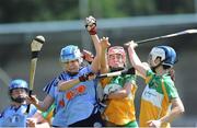 4 August 2012; Louise O Hara, Dublin, in action against Michaela Morkan, centre, and Elaine Dermody, Offaly. All-Ireland Senior Camogie Championship Quarter-Final, Dublin v Offaly, Parnell Park, Dublin. Picture credit: Ray Lohan / SPORTSFILE