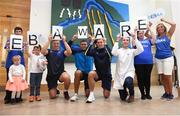 12 October 2017; Leinster Rugby players Josh van der Flier, Adam Byrne and Noel Reid with Jayden and Casey Moore-Connors, Eileen and Rachel Connors, Jonathan O’Keeffe-Ahern (EB researcher) and Liz Collins on behalf of DEBRA Ireland. Representing DEBRA Ireland, one of Leinster Rugby’s two charity partners, Casey’s brother Jayden will lead Leinster out for Saturday’s Champions Cup clash against Montpellier in honour of two brave children living with butterfly skin disease EB (epidermolysis bullosa) – his sister Casey and the late Liam Hagan who died of EB three weeks before he was due to be the Leinster mascot against Connacht a year ago. Anyone wishing to support Debra Ireland during #EBAwarenessWeek (23rd – 29th October 2017) is asked to text BUTTERFLY to 50300 to donate €4 and Debra Ireland will receive a minimum of €3.25 from every donation. Photo by Cody Glenn/Sportsfile