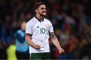 9 October 2017; Robbie Brady of Republic of Ireland celebrates following his side's victory during the FIFA World Cup Qualifier Group D match between Wales and Republic of Ireland at Cardiff City Stadium in Cardiff, Wales. Photo by Seb Daly/Sportsfile
