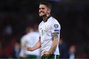 9 October 2017; Robbie Brady of Republic of Ireland celebrates following the FIFA World Cup Qualifier Group D match between Wales and Republic of Ireland at Cardiff City Stadium in Cardiff, Wales. Photo by Stephen McCarthy/Sportsfile