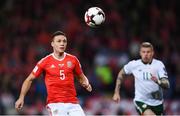 9 October 2017; James Chester of Wales during the FIFA World Cup Qualifier Group D match between Wales and Republic of Ireland at Cardiff City Stadium in Cardiff, Wales. Photo by Stephen McCarthy/Sportsfile