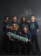 10 October 2017; Pictured from left, Alpine Skier John Brown, Alpine Skier Brendan Newby, Cross Country Skier Tomas Westgard and Alpine Skier Tess Arbez, Alpine Skier Pat McMillan with Snowboarder Seamus O’Connor at the Olympic Council of Ireland Winter Olympics Workshop.  Ireland’s Winter Olympic hopefuls gathered in Ireland today for a series of workshops hosted by the Olympic Council of Ireland and the Sport Ireland Institute.  The OCI has supported five of Ireland’s eligible Winter Olympic hopefuls through the Olympic Scholarship run in conjunction with the International Olympic Committee.  Six of the athletes have achieved the A standard eligible to compete at the Winter Olympics 2018 in PyeongChang, South Korea, from the 9th – 25th February 2018 but will not have confirmed qualification until the cut off on the 24th January. Photo by Eóin Noonan/Sportsfile