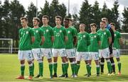 10 October 2017; Republic of Ireland players stand for the national anthem before the UEFA European U19 Championship Qualifier match between Republic of Ireland and Serbia at RSC in Waterford. Photo by Matt Browne/Sportsfile