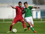 10 October 2017; Aleksa Terzic of Serbia in action against Lee O'Connor of Republic of Ireland, during the UEFA European U19 Championship Qualifier match between Republic of Ireland and Serbia at RSC in Waterford. Photo by Matt Browne/Sportsfile