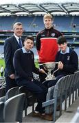 10 October 2017; In attendance at Croke Park for the draw and launch of the Top Oil Leinster Schools Senior Football ‘A’ Championship was, Daniel Flynn of Kildare, with representatives of St Pat's Navan, from left, Colm O'Rourke, Dylan Keating and Aaron Lynch. Croke Park, Dublin. Photo by Sam Barnes/Sportsfile
