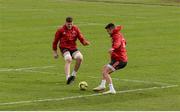 10 October 2017; Munster's Conor Murray and Jack O'Donoghue play soccer during Munster Rugby Squad Training at the University of Limerick in Limerick. Photo by Diarmuid Greene/Sportsfile