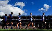 17 September 2017; Dublin players, Brian Fenton, right, and James McCArthy walk in the parade prior to the GAA Football All-Ireland Senior Championship Final match between Dublin and Mayo at Croke Park in Dublin. Photo by Brendan Moran/Sportsfile