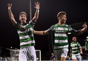 10 October 2017; Ronan Finn of Shamrock Rovers celebrates after scoring his side's first goal, with team-mate Luke Byrne, right, during the Irish Daily Mail FAI Cup Semi-Final Replay match between Shamrock Rovers and Dundalk at Tallaght Stadium in Tallaght, Dublin. Photo by Stephen McCarthy/Sportsfile