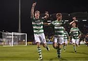 10 October 2017; Ronan Finn of Shamrock Rovers celebrates after scoring his side's first goal, with team-mate Luke Byrne, right, during the Irish Daily Mail FAI Cup Semi-Final Replay match between Shamrock Rovers and Dundalk at Tallaght Stadium in Tallaght, Dublin. Photo by Stephen McCarthy/Sportsfile