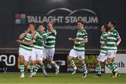 10 October 2017; Michael O’Connor celebrates with his Shamrock Rovers team-mates, including Trevor Clarke, after scoring his side's second goal during the Irish Daily Mail FAI Cup Semi-Final Replay match between Shamrock Rovers and Dundalk at Tallaght Stadium in Tallaght, Dublin. Photo by Stephen McCarthy/Sportsfile