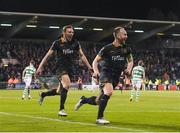10 October 2017; Stephen O’Donnell of Dundalk, right, celebrates after scoring his side's fourth goal with team-mate David McMillan during the Irish Daily Mail FAI Cup Semi-Final Replay match between Shamrock Rovers and Dundalk at Tallaght Stadium in Tallaght, Dublin. Photo by Seb Daly/Sportsfile