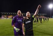 10 October 2017; Gary Rogers, left, and Stephen O’Donnell of Dundalk following the Irish Daily Mail FAI Cup Semi-Final Replay match between Shamrock Rovers and Dundalk at Tallaght Stadium in Tallaght, Dublin. Photo by Stephen McCarthy/Sportsfile
