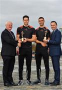 12 October 2017; Dublin’s James McCarthy and Galway’s Gearóid McInerney have been confirmed as the PwC GAA/GPA Players of the Month for September in football and hurling. David McGee, right, Markets and Strategy Partner, PwC, and Aogán Ó’Fearghaíl, GAA President are pictured with Dublin footballer James McCarthy, 2nd from right, and Galway hurler Gearoid McInerney at the announcement of the September PwC GAA/GPA Player of the Month Awards during a reception at PwC Offices, in Spencer Dock, Dublin.  Photo by Brendan Moran/Sportsfile