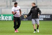 12 October 2017; Ulster assistant coach Dwayne Peel, right, and Charles Piutau during the Ulster Rugby Captain's Run at Kingspan Stadium in Belfast. Photo by John Dickson/Sportsfile