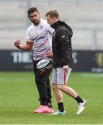 12 October 2017; Ulster assistant coach Dwayne Peel, right, and Charles Piutau during the Ulster Rugby Captain's Run at Kingspan Stadium in Belfast. Photo by John Dickson/Sportsfile