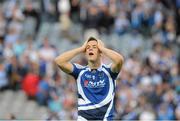 4 August 2012; John O'Loughlin, Laois, shows his disappointment after the match. GAA Football All-Ireland Senior Championship Quarter-Final, Dublin v Laois, Croke Park, Dublin. Picture credit: Brian Lawless / SPORTSFILE