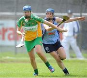 4 August 2012; Triona McDonald, Offaly, in action against Sarah Ryan, Dublin. All-Ireland Senior Camogie Championship Quarter-Final, Dublin v Offaly, Parnell Park, Dublin. Picture credit: Ray Lohan / SPORTSFILE