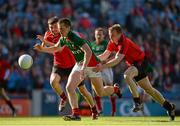 4 August 2012; Cillian O'Connor, Mayo, in action against Damian Turley, left, and Brendan McArdle, Down. GAA Football All-Ireland Senior Championship Quarter-Final, Down v Mayo, Croke Park, Dublin. Picture credit: Dáire Brennan / SPORTSFILE