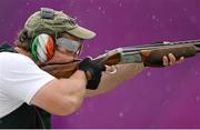 5 August 2012; Ireland's Derek Burnett competes during the men's trap shooting qualification. London 2012 Olympic Games, Shooting, The Royal Artillery Barracks, Greenwich, London, England. Picture credit: Stephen McCarthy / SPORTSFILE