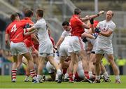 5 August 2012; Cork and Kildare players involved in an altercation during the second half. GAA Football All-Ireland Senior Championship Quarter-Final, Cork v Kildare, Croke Park, Dublin. Picture credit: Dáire Brennan / SPORTSFILE