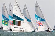 5 August 2012; Ireland's Peter O'Leary, skipper, and David Burrows, crew, compete in the men's star keelboat medal race. London 2012 Olympic Games, Sailing, Weymouth & Portland National Sailing Academy, Portland, Dorset, England. Picture credit: David Branigan / SPORTSFILE