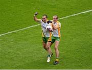5 August 2012; Karl Lacey, left, and Neil Gallagher, Donegal, celebrate after the game. GAA Football All-Ireland Senior Championship Quarter-Final, Donegal v Kerry, Croke Park, Dublin. Picture credit: Dáire Brennan / SPORTSFILE