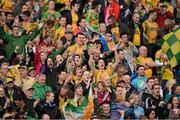 5 August 2012; Donegal supporters, in the Cusack Stand, cheer the team off the field. GAA Football All-Ireland Senior Championship Quarter-Final, Donegal v Kerry, Croke Park, Dublin. Picture credit: Ray McManus / SPORTSFILE