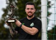 12 October 2017; Brandon Miele of Shamrock Rovers with his SSE Airtricity/SWAI Player of the Month Award for September 2017 at SRFC Academy, Roadstone Sports Facility, in Kingswood Cross, Dublin. Photo by Eóin Noonan/Sportsfile