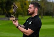 12 October 2017; Brandon Miele of Shamrock Rovers with his SSE Airtricity/SWAI Player of the Month Award for September 2017 at SRFC Academy, Roadstone Sports Facility, in Kingswood Cross, Dublin. Photo by Eóin Noonan/Sportsfile