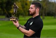 12 October 2017; Brandon Miele of Shamrock Rovers with his SSE Airtricity/SWAI Player of the Month Award for September 2017 at SRFC Academy, Roadstone Sports Facility, in Kingswood Cross, Dublin. Photo by Eóin Noonan/Sportsfile