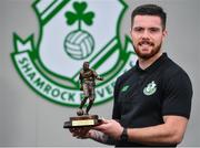 12 October 2017; Brandon Miele of Shamrock Rovers with his SSE Airtricity/SWAI Player of the Month Award for September 2017 at SRFC Academy, Roadstone Sports Facility, in Kingswood Cross, Dublin. Photo by Eóin Noonan/Sportsfile
