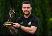 12 October 2017; Brandon Miele of Shamrock Rovers with his SSE Airtricity/SWAI Player of the Month Award for September 2017 at SRFC Academy, Roadstone Sports Facility, in Kingswood Cross, Dublin. Photo by Eóin Noonan/Sportsfile