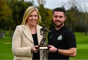 12 October 2017; Brandon Miele of Shamrock Rovers is presented with his SSE Airtricity/SWAI Player of the Month Award by Anne McAreavey, SSE Airtricity Marketing Manager-Sponsorship and Loyalty, for September 2017 at SRFC Academy, Roadstone Sports Facility, in Kingswood Cross, Dublin. Photo by Eóin Noonan/Sportsfile