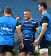13 October 2017; Leinster's Andrew Porter, centre, and James Ryan during their captains run at the RDS Arena in Dublin. Photo by Ramsey Cardy/Sportsfile