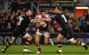 13 October 2017; Christian Lealiifano of Ulster is tackled by Elliot Daly and Brendan Macken of Wasps  during the European Rugby Champions Cup Pool 1 Round 1 match between Ulster and Wasps at Kingspan Stadium in Belfast. Photo by Oliver McVeigh/Sportsfile