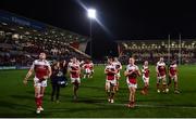 13 October 2017; Ulster players salute the fans following their side's victory in the European Rugby Champions Cup Pool 1 Round 1 match between Ulster and Wasps at Kingspan Stadium in Belfast. Photo by David Fitzgerald/Sportsfile