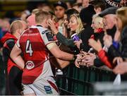13 October 2017; Kieran Treadwell of Ulster celebrates with the crowd after the European Rugby Champions Cup Pool 1 Round 1 match between Ulster and Wasps at Kingspan Stadium in Belfast. Photo by Oliver McVeigh/Sportsfile