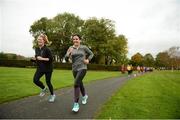 14 October 2017; Runners during the Malahide parkrun where Vhi ambassador and Olympian David Gillick also took part as Vhi hosted a special event to celebrate their partnership with parkrun Ireland. David was on hand to lead the warm up for parkrun participants before completing the 5km course alongside newcomers and seasoned parkrunners alike. Vhi provided walkers, joggers, runners and volunteers at Malahide parkrun with a variety of refreshments in the Vhi Relaxation Area at the finish line. A qualified physiotherapist was also available to guide participants through a post event stretching routine to ease those aching muscles.  parkruns take place over a 5km course weekly, are free to enter and are open to all ages and abilities, providing a fun and safe environment to enjoy exercise. To register for a parkrun near you visit www.parkrun.ie. New registrants should select their chosen event as their home location. You will then receive a personal barcode which acts as your free entry to any parkrun event worldwide. Photo by Cody Glenn/Sportsfile