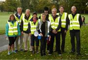 14 October 2017; Race director Ruth Bannon with volunteers at the Malahide parkrun where Vhi ambassador and Olympian David Gillick took part as Vhi hosted a special event to celebrate their partnership with parkrun Ireland. David was on hand to lead the warm up for parkrun participants before completing the 5km course alongside newcomers and seasoned parkrunners alike. Vhi provided walkers, joggers, runners and volunteers at Malahide parkrun with a variety of refreshments in the Vhi Relaxation Area at the finish line. A qualified physiotherapist was also available to guide participants through a post event stretching routine to ease those aching muscles.  parkruns take place over a 5km course weekly, are free to enter and are open to all ages and abilities, providing a fun and safe environment to enjoy exercise. To register for a parkrun near you visit www.parkrun.ie. New registrants should select their chosen event as their home location. You will then receive a personal barcode which acts as your free entry to any parkrun event worldwide. Photo by Cody Glenn/Sportsfile