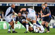 14 October 2017; Isa Nacewa of Leinster is tackled by Mikheil Nariashvili, left, and Jacques Du Plessis of Montpellier during the European Rugby Champions Cup Pool 3 Round 1 match between Leinster and Montpellier at the RDS Arena in Dublin. Photo by Ramsey Cardy/Sportsfile