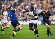 14 October 2017; Nemani Nadolo of Montpellier pushes away the tackle of Robbie Henshaw of Leinster during the European Rugby Champions Cup Pool 3 Round 1 match between Leinster and Montpellier at the RDS Arena in Dublin. Photo by Stephen McCarthy/Sportsfile