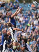 14 October 2017; Jack Conan of Leinster takes the ball in the lineout against Jacques Du Plessis of Montpellier during the European Rugby Champions Cup Pool 3 Round 1 match between Leinster and Montpellier at the RDS Arena in Dublin. Photo by Matt Browne/Sportsfile
