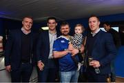 14 October 2017; Leinster players from left Dan Leavy, Tom Daly and Rory O'Loughlin with supporters Emma Valentine, age 6, and her dad Eoghan from Knocklyon, Co. Dublin in the blue room ahead of the European Rugby Champions Cup Pool 3 Round 1 match between Leinster and Montpellier at the RDS Arena in Dublin. Photo by Matt Browne/Sportsfile