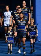 14 October 2017; Matchday mascots 7 year old Jayden Moore-Connors, from Clondalkin, Dublin, and 10 year old Nicholas Holmes, from Dublin, with captain Isa Nacewa ahead of the European Rugby Champions Cup Pool 3 Round 1 match between Leinster and Montpellier at the RDS Arena in Dublin.   Photo by Ramsey Cardy/Sportsfile