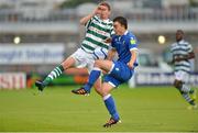 6 August 2012; Sean Gannon, Shamrock Rovers, in action against Shane Tracy, Limerick FC. EA Sports Cup Semi-Final, Shamrock Rovers v Limerick FC, Tallaght Stadium, Tallaght, Dublin. Picture credit: Barry Cregg / SPORTSFILE
