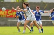 6 August 2012; Joanna Timmins, Kildare, in action against Sarah McEvoy, left, and Maggie Murphy, Laois. TG4 All-Ireland Ladies Football Senior Championship Qualifier Round 1, Kildare v Laois, St. Brendan’s Park, Birr, Co. Offaly. Picture credit: Pat Murphy / SPORTSFILE