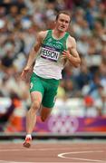 7 August 2012; Ireland's Paul Hession competes in his heat of the men's 200m where he finished in 5th place but failed to qualify for the semi-final. London 2012 Olympic Games, Athletics, Olympic Stadium, Olympic Park, Stratford, London, England. Picture credit: Brendan Moran / SPORTSFILE