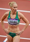 7 August 2012; Ireland's Derval O’Rourke after her semi-final of the women's 100m hurdles where she finished 5th but did not qualify for the final. London 2012 Olympic Games, Athletics, Olympic Stadium, Olympic Park, Stratford, London, England. Picture credit: Brendan Moran / SPORTSFILE